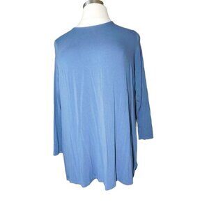 J. Jill Size 1X Plus Size Wearever Blue Tie back Long Sleeve Knit Top STRETCH